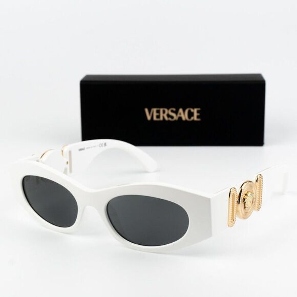 NEW Versace VE4480U 314/87 White Dark Grey Oval Unisex Sunglasses main image 9